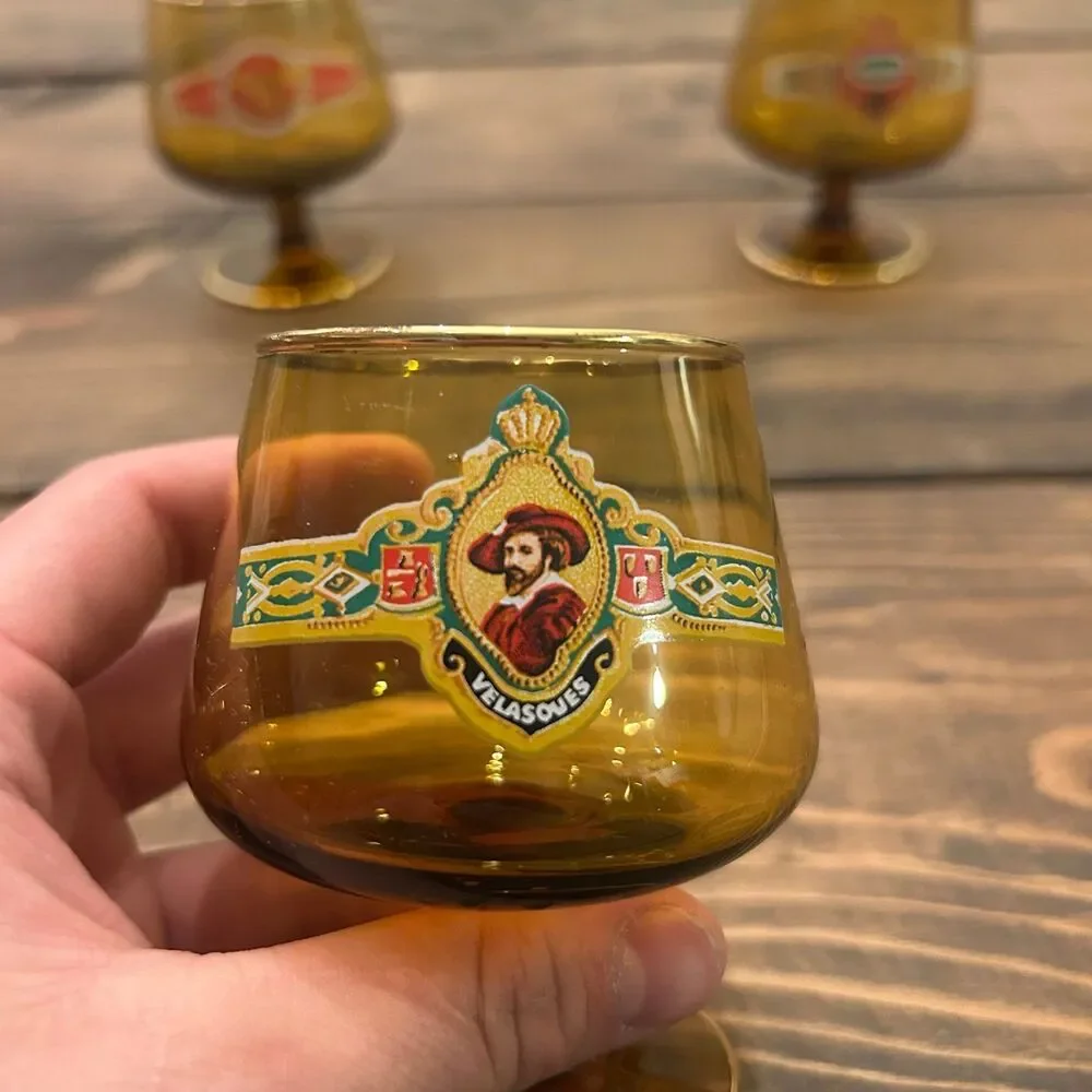 Set of 3 Vintage Willem II Holland Amber Glass Brandy Snifters
